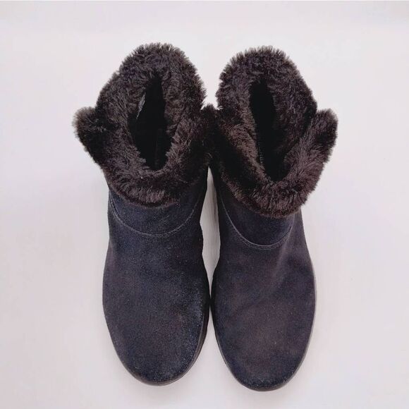 Skechers On The Go Joy Bundle Up Black Suede Booties Womens Size 9 Cushioned‎ - Picture 5 of 8